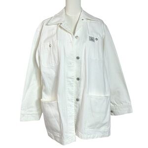 Vintage 90s Lauren Ralph Lauren Denim Chore Jean Jacket in White Medium